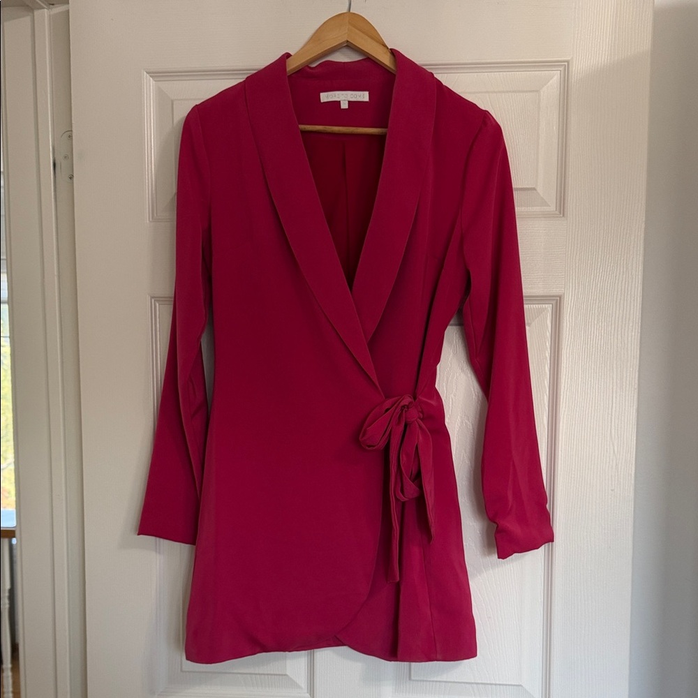 More to Come Chic Pink Wrap Blazer Dress